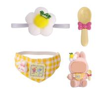 Clothes Set for 5.9in/6.7in Dolls , 3-Piece Plush Flower Hat, Bib, Rice Spoon Yellow 15cm & 17cm Toy Outfit Accessories Cute Tomato Clothing for Dolls Dress Up(Only Outfit)