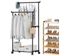 Clothes Stand,Versatile With Shelf At The Bottom | Storage System For Clothes Rollable Wardrobe Rack | Suitable For Entrance Hall Bedroom Balcony Wardrobe Laundry Storage Student Room Apartment De