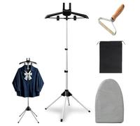 Clothes Steamer Stand Handheld Steamer Rack for Clothes with Ironing Gloves Clothing Fuzz Remover Telescopic Garment Hanger Adjustable Hanger Holder Stand Portable for Travel Home Student Dormitory