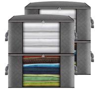 Clothes Storage Bag 4Pack 90L Large Capacity Solution Organizer for Clothes, Duvets, Comforters, Blankets, Bedding with Zip and Clear Window