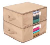 Clothes Storage Bag Organizer with Cedar Insert to Protect from Moth, Moist, Dirt, Dust etc. - Set of 2 Bags for Clothes, Sweaters, Beddings, Blanket, Blouses and More -Underbed Storage Moth Bag