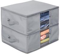 Clothes Storage Bag Organizer with Cedar Insert to Protect from Moths, Moist, Dirt, Dust etc. - Set of 2 Bags for Clothes, Sweaters, Beddings, Blanket, Blouses -Underbed Storage Moth Bag, Grey