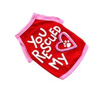 Clothes Summer Blouses Puppy Clothes Under The Sea Wall Stickers Cotton Night Gown Dog Cotton T-shirt Valentines Day Pet (Red S)