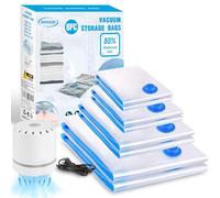Clothes Vacuum Bags with Electric Pump for Storage, Pack of 8 (2 Jumbo, 2 Large, 2 Medium, 2 Small) Reusable Space-Saving Bags for Storing Blankets Clothes Sheets Duvets Pillows