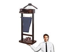 Clothes Valet Stand Floor Standing Suit Hanger Rack w/Drawer,Solid Frame Suit Coat Stand Storage Wooden for Bathroom Office Bedroom,