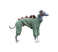 Clothes Whippet Dog Thick Fleece Dinosaur Clothes Onesie Turtleneck Four-Legged Pet Sweatshirt Autumn/Winter Long Sleeves Italian Greyhound Pajamas boy girl(Grn,3XL)
