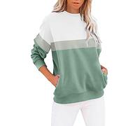 Clothes Women Ladies Sweatshirts Good Luck Gifts Golf Women's Round Neck Colorblock Sweatshirt Long Sleeves Casual Pullover Cute Lightweight Loose Tops (GN2-1, M) Warehouse Clearance Bargains Sale