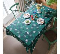 Clothfuna 2 PCS Green Christmas Decorative Throw Pillow Cover, Square White Snowflake Christmas Pillowcase, Cotton Linen Xmas Table Cover Merry Christmas for Party Holiday, 45x45 cm/ 18x18 inch