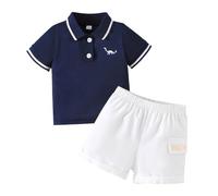 Clothing Baby Boys Set Summer Trendy Graphic Short Sleeve Polo Shirts and Shorts Tracksuit Full Set Boys Girls 2 Piece Cartoon Cute Casual Jogging Athletic Age 6-36 Months (Navy, 2-3 Years)