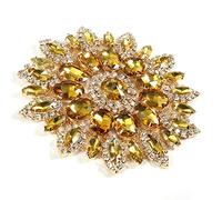 Clothing Crystal Rhinestones Flower, 11cm Glass DIY Clothes Shoe Bag Women Embellishments Accessories Decoration(Yellow Golden)
