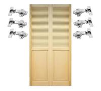 Clothing Estates Solid Pine Louvre Doors, Unfinished Natural Wood Finish, French Ventilated Slatted Front, Pre-Drilled Ø35 mm Hinge Holes, Hinges Supplied, Pair of Doors - 2420 x 700 mm
