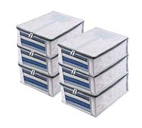 Clothing Organizer Foldable Shirt Cover Wardrobe Organizer with Transparent Window Jute Printed Shirt Bag Pack of 6 Gray