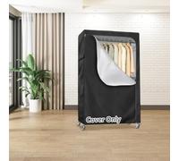 Clothing Rack Cover Built from 210D Oxford Fabric with Side Storage Compartments and Adjustable Fit for Various Metal Rack Dimensions (29.5x16.5x76.8inch)