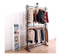 Clothing Rack,Double Layer Metal Garment Rack - Modern Floor-Standing Wedding Dress & Clothes Hanger, Retro Coat Rack for Locker Room, Brown, 150x45x180cm - Stylish Storage Solution