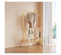 Clothing Rack For Hanging Clothes, Double Rods Clothes Rack, Rolling Clothes Organizer On Wheels, Portable Standing Garment Racks For Small Space(Gold,120cm/47.2in)