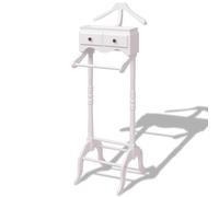 Clothing Rack White Pinewood+MDF 45x28.5x125cm with 2 Drawers Easy Assemble Home