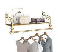 Clothing Racks & Store Displays - Sturdy Wall-Mounted Retail Shelving - Entryway Hanging Rod Organizer with Shoe Bag