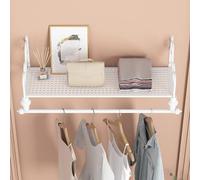 Clothing Racks & Store Displays - Sturdy Wall-Mounted Retail Shelving - Entryway Hanging Rod Organizer with Shoe Bag