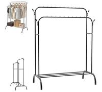 Clothing Rail Black Movable Clothes Rails, Large Metal Heavy Duty Clothes Stand with Double Hanging for Clothes, Sweaters,Coats,Skirts,Dresses, 110x55x150cm Freestanding Clothes Rack for Bedroom, Shop