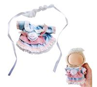 Clothing Set for 17 CM (6.7") Doll, Summer Vacation 3-Piece Clothing with Premium Fashion Accessories - Purple Heart Skirt + Small Flower Hair Accessories + Wavy Straw Hat (No Doll) (Blue B)