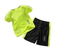 Clothing Set Kids Boys Fashion Graphic Kids Tracksuit Full Set Boys 2 Piece Short Sleeve T Shirts and Shorts Summer Cartoon Cute Casual Jogging Running Age 1-14 Years (Yellow, 5-6 Years)