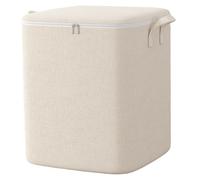 Clothing Storage, Cotton Linen Collapsible Closet Storage Bins with Zippered Top Reusable Large Organizer for Moving, Travel, and Home, M