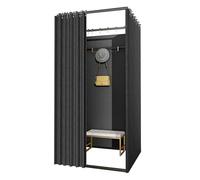 Clothing Store Fitting Room, Changing Room Privacy Screen Partition with 90% Blackout Curtain and Hook, Suitable for Shopping Mall, Swimming Pool, Gym, Black