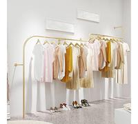 Clothing Store Sturdy Metal Display Rack,Gold Iron Wall Mounted Garment Rack,Clothing Rail,Multipurpose Shoe Bag Hanging Bar,Pipe Rack,Closet Organiz (L 350cm)
