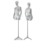 Clothing Store Velvet Electroplating Human Body Retail Mannequins Torso, Adjustable Height 60.62-78.74in Manikin(Gray)