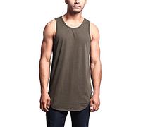 Clothing Victorious Solid Color Long Length Curved Hem Men's Tank Top TT47 - A4D - Green -