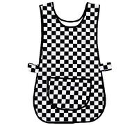 ClothingLogic CL Ladies Womens Black & White Checked Tabard Cooking Apron Overall Home Work Wear (3XOS (28-30))