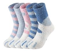 Clothirily Fuzzy Socks for Women - Winter Fluffy Sock Womens, Funny Cute Animal Socks Soft Slipper Sock for Women, 5 Pairs Pink&blue, 6-10, 4.5-9 UK