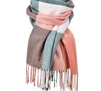 Clothirily Womens Scarf, Fashion Plaid Scarves for Women, Winter/Fall Warm Soft Pashmina Shawls and Wraps, Long Blanket Scarf, Pink Green Lattice, One Size