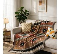 CLOTHKNOW Brown Aztec Navajo Throw Blanket 70'' x 90''Southwest Bed Blanket