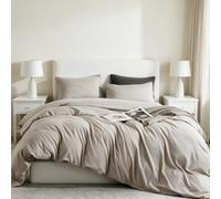 CLOTHKNOW Khaki Queen Comforter Set Light Taupe Bedding Comforter Sets Soft Oatmeal Queen Size Comforter Sets with 2 x Pillowcases