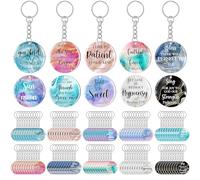 clothmile 100 Pcs Bible Verse Keychains Christian Keyrings Marble Keychains Acrylic Religious Key Rings for Women, Marble, One size