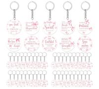 clothmile 100 Pcs Bible Verse Keychains Christian Keyrings Marble Keychains Acrylic Religious Key Rings for Women, Pink Bow, One Size