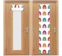clothmile 2 Pcs Classroom Door Window Cover Rainbow Classroom Door Window Cover 8 X 36 Inches Blackout Lockdown Shades for Glass Doors Window Covering for Nursery Teacher Office Decor
