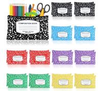 clothmile 24 Pack Composition Cosmetic Bags 6 Color Canvas Cosmetic Notebook Pouches for Teacher Graduation Appreciation Retirement Back to School