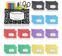 clothmile 36 Pack Composition Cosmetic Bags 6 Color Canvas Cosmetic Notebook Pouches for Teacher Graduation Appreciation Retirement Back to School