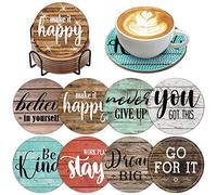 clothmile 8 PCS Diamond Art Coasters Inspirational Painting Kits with Holder DIY Farmhouse Rustic for Beginners, Adults, Kids, Crafts Supplies
