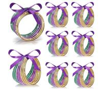 clothmile Mardi Gras Bracelets Glitter Jelly Silicone Bangles with Bowknot Purple Green Gold Bangles for Women Carnival Parade Party Favors, One Size, Silicone, silicone