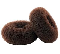 CLOTHOBEAUTY 2-Piece Extra Large Size Hair Bun Donut Maker, Ring Style Chignon Buns Maker (4.3 in. For Thick & Long Hair) - Brown