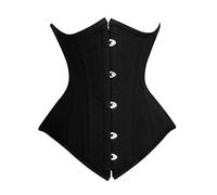 ClothoHub Women Black Cotton Steel Boned Waist Trainer Cincher Waspie Hourglass Gothic Underbust Corset (UK, Alpha, 4XL, Regular, Regular, Black)
