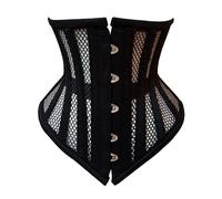 ClothoHub Women Mesh Corset Heavy Duty Underbust Steel Boned Waist Trainer Costume Shaper Corset (Black, XL)