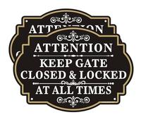 Clotide 2 Pack Keep Gate Closed & Locked At All Time Signs, 10 x 7 Inches Rust Free Aluminum Sign, UV Resistant, Scratch, Waterproof and Weatherproof, Indoor/Outdoor Use. Easy to Mount