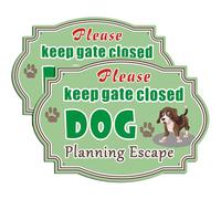 Clotide 2 Pack Keep Gate Closed Sign, Dog Planning Escape, 10 x 7 Inches Rust Free Aluminum Sign, UV Resistant, Scratch, Waterproof and Weatherproof, Indoor/Outdoor Use. Easy to Mount