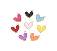 Clotiry 100Pcs 14x13.5mm Random Colour Mini Heart Charms Enamel Love Pendants Valentine's Day Hearts Charms for Jewellery Making Craft Supplies
