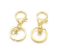 Clotiry 100Pcs Metal Lobster Claw Clasp Keychain Golden Swivel Snap Hooks with Key Chain Rings for Jewellery Making Crafts Supplies