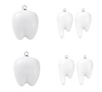 Clotiry 10Pcs 2 Styles Opaque Resin 3D Tooth Pendants Dentist White Teeth Charms for Jewellery Making Earrings Necklace Crafts